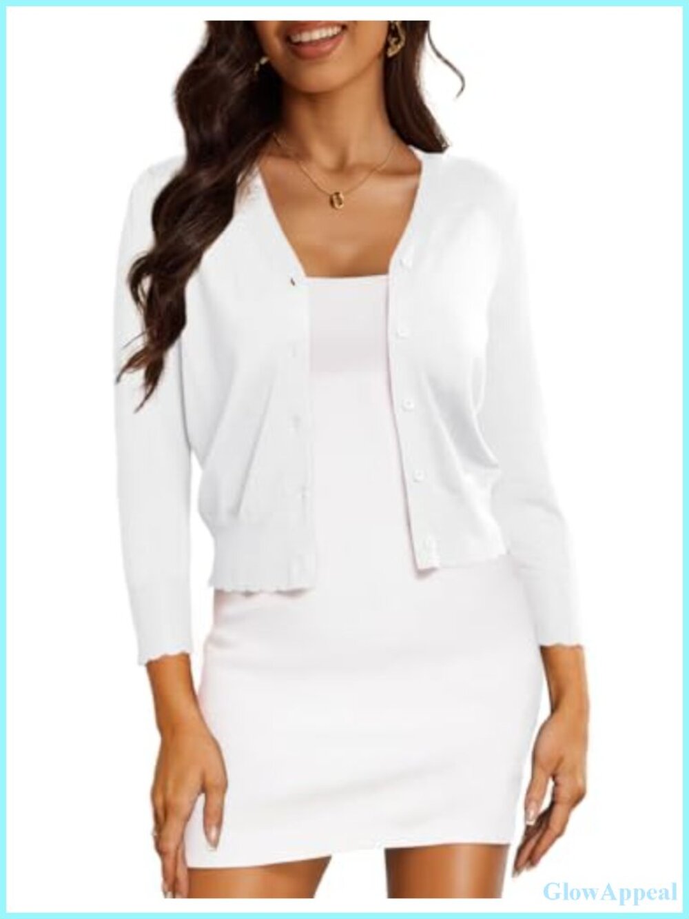 Lightweight Cropped Cardigan 3/4 Sleeve V-Neck Bolero Shrug Knit Sweater